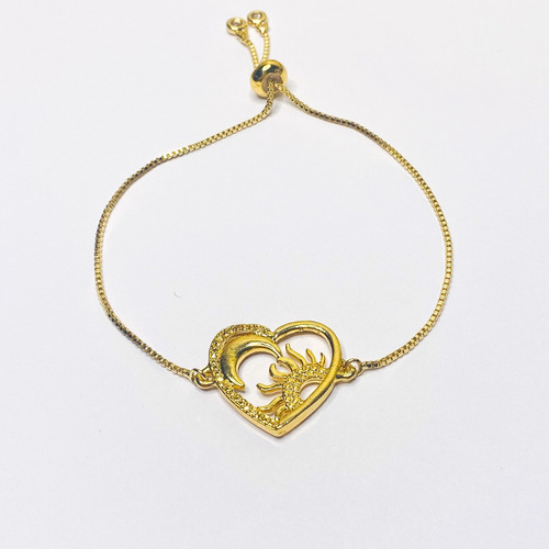 Pulsera Sol Y Luna Chapa De Oro Mujer Regalo Pareja 