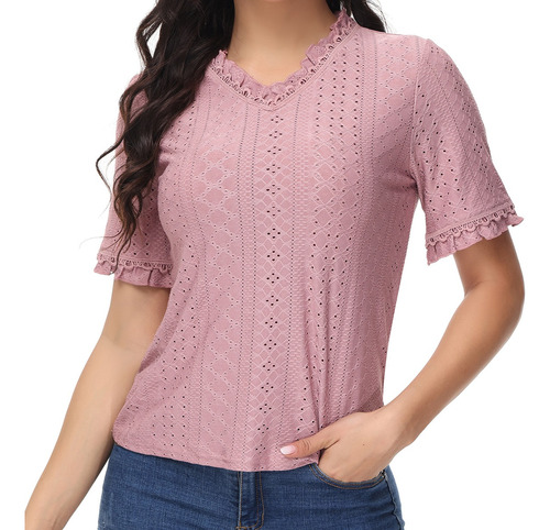 Blusas De Mujer Elegantes Top Moda Casual Manga Corta Dama