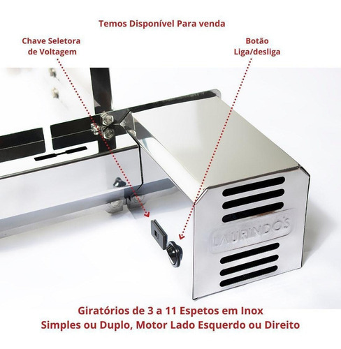 Coroas Engrenagem Espeto Inox Churrasqueira Giratória 7un