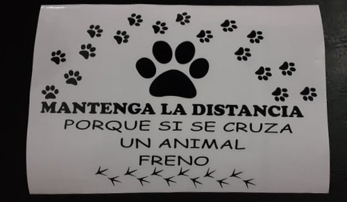 Vinilos Autoadhesivos Mantenga Distancia Perro Animal Huella