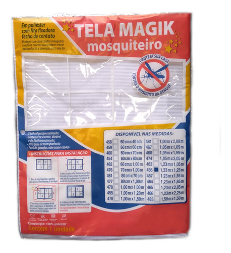 Tela Mosquiteiro Poliéster Velcro 123x125cm