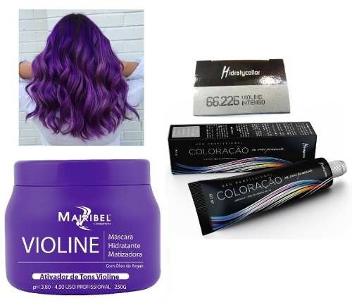 Cabelos Coloridos Matizador Coloração Mairibel Azul Violine Cor de cabelo Azul""""Violine Tom Azul y Morado