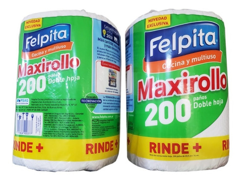 Maxirollo 200 Paños Cocina Y Multiuso Felpita X 12 Un