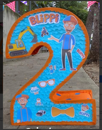 Piñata De Cumpleaños Y Fiestas Blippi Nº2 Celeste 