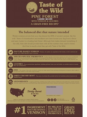 Imagen 3 de 3 de Taste Of The Wild Pine Forest-receta Canina De Venado 12.7kg