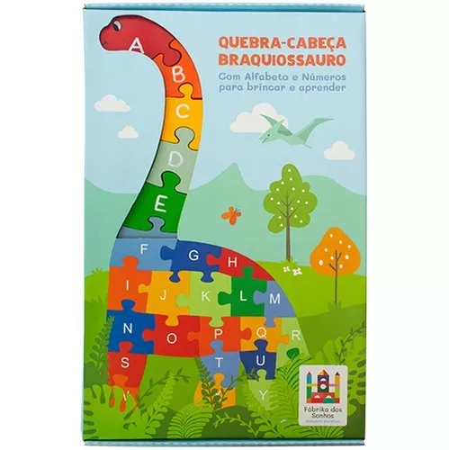 Quebra Cabeça Didático De Madeira Dinossauro Jogo Educativo