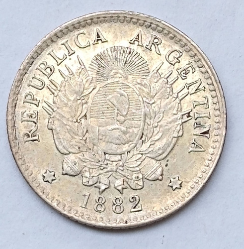 10 Centavos Patacon 1882 Moneda De Plata Argentina Excelente