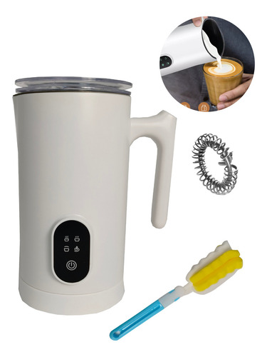 Espumador De Leche Eléctrico 4 En 1 600 Ml Automático Café Color Blanco