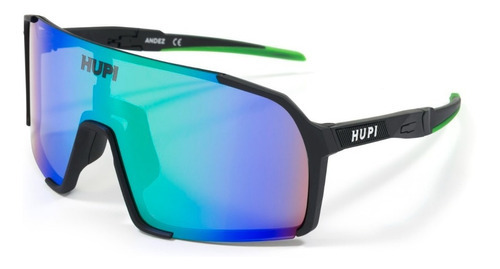 Óculos De Ciclismo Corrida Espelhado Hupi Andez Unissex Cor da armação Preto/Verde Cor da lente Azul