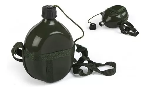 Botella De Agua Tipo Cantimplora 2l C/correa Verde Militar