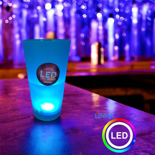 Kit 2 Copos Led 500ml Festas Luz Colorida Rgb
