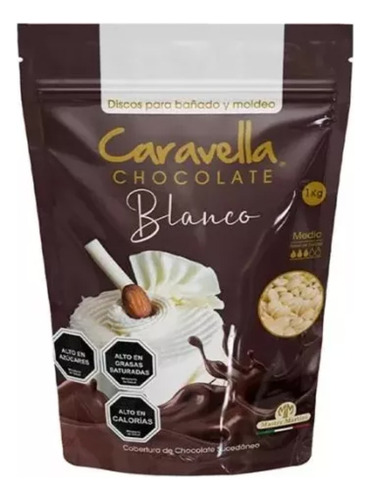 Chocolate Caravella Cobertura Discos Blancos 1 Kg