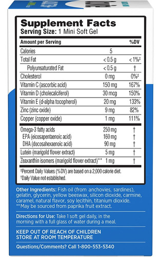 Ocuvite Adult 50+ Plus Bausch + Lomb 150 Softgels Eeuu