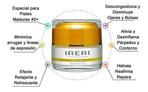 Imagen 2 de 9 de Crema Para Contorno De Ojos Antiarrugas Antiedad Anti Ojeras Día/noche Piel Madura 40+ Para Todo Tipo De Piel Línea Golden Ireri ®