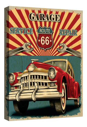 Cuadro Decorativo Canvas Poster Retro Coches Vintage Color Poster Retro Coches Vintage 8 Armazón Natural