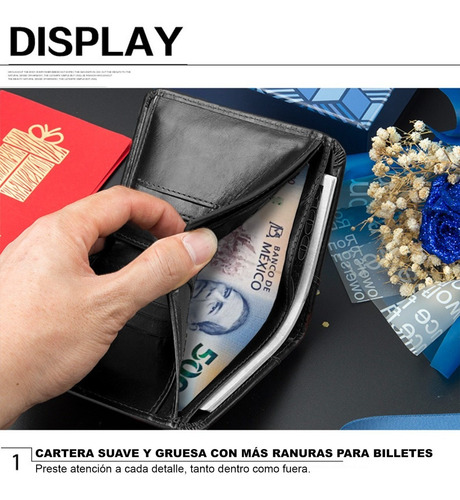 Imagen 6 de 8 de Cartera De Piel Genuina Hombre Original Larga Billetera Rfdi