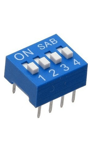 Dip Switch Azul 8 Pin 4 Posiciones 2.54mm X 8und