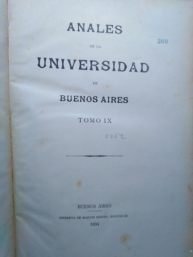 Anales De La Universidad De Buenos Aires Tomos 9 10 11 12 