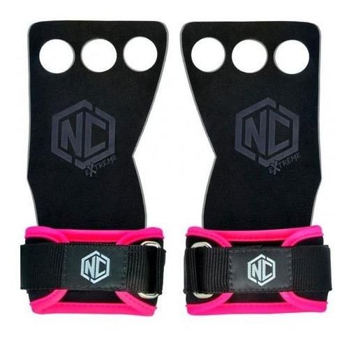 Luvas Grip Cross Pull Up Couro Protetor Palmar 3 Furos Nc Cor Rosa Tamanho GG