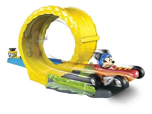 Pista Autos Mickey Mouse Carreras De Mostaza Sobre Ruedas