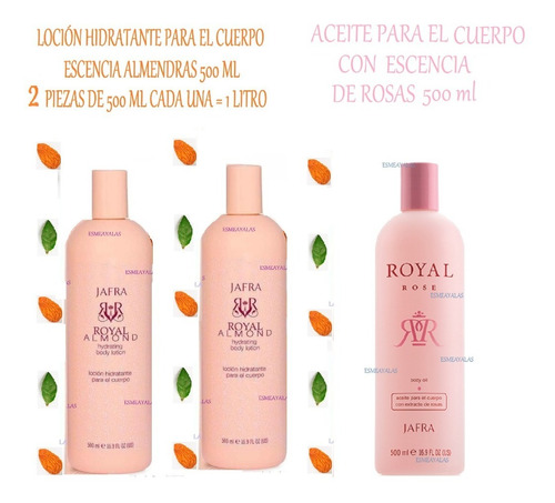 Jafra Loción Crema Almendra 1 L+ Aceite Rosas 500 Env Gratis