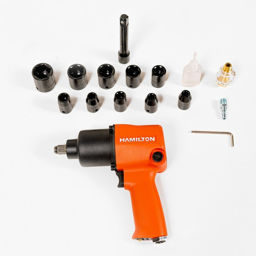 Imagen 4 de 10 de Llave Pistola Impacto Neumatica Hamilton 1/2 Kit 17 Pz 610nm Cod. Hn30k Dgm