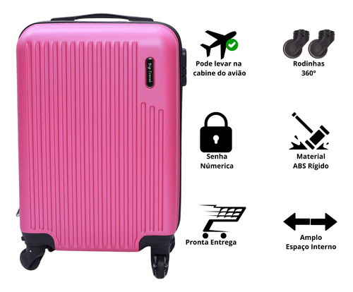 Mala 10kg Extensor Viagem Bordo Rodinha 360° Casca Dura Abs