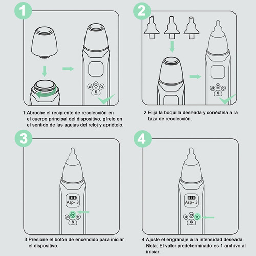 Aspirador Nasal Electrico,nasal Con 3 Cabezales De Silicona