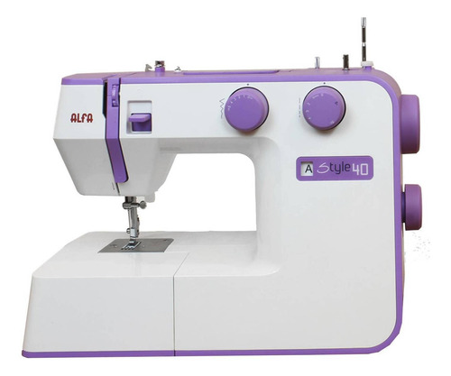 Máquina de coser recta Alfa Style 40 portable blanca y violeta 220V