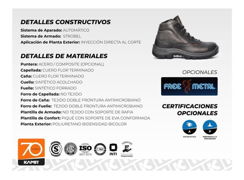 Imagen 5 de 8 de Calzado De Seguridad Kamet Botin Gio P. Acero Envío Gratis