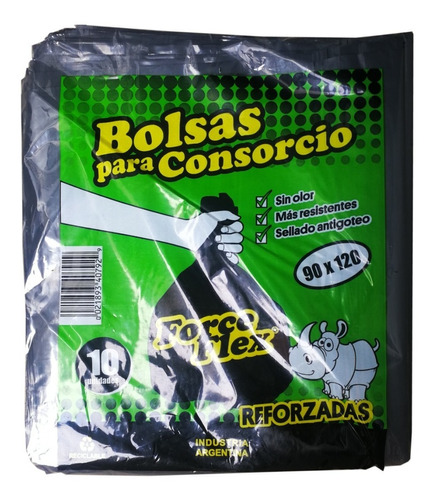 Bolsas Negro Consorcio Reforzada 90x120x33mic X 10un X3 Pack