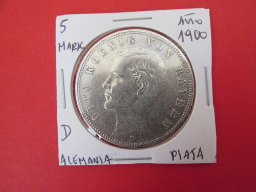 Antigua Moneda 5 Mark Imperio Aleman De Plata Año 1900