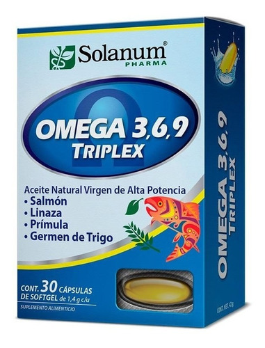 Solanum Omega 3, 6, 9 De Salmón, Aceites Naturales 30cap Sfn