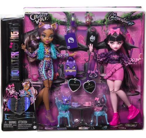 Monster High Faboolous Pets Muñecas Draculaura Y Clawdeen 