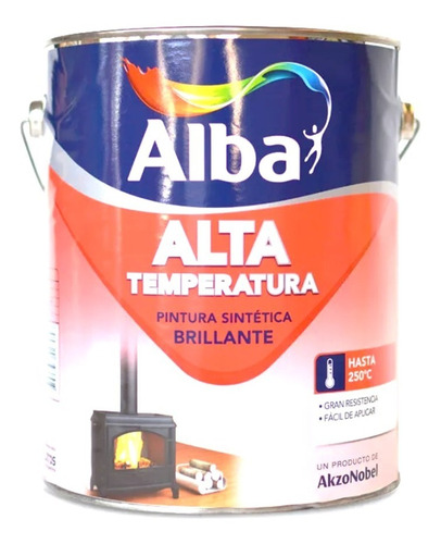 Pintura Esmalte Alta Temperatura Alba 1 Lt Aluminio Sibaco
