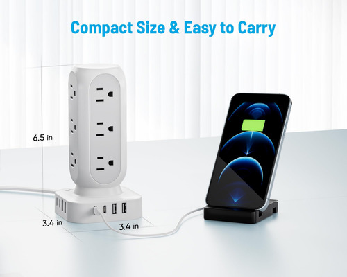 Regleta De Alimentación 40w Con 12 Salidas Y 8 Puertos Usb