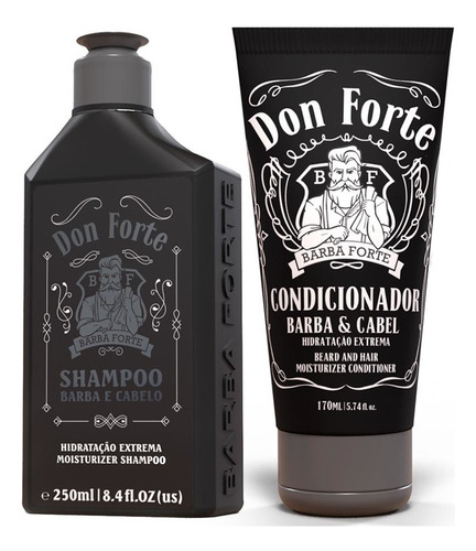  Kit Shampoo + Condicionador Don Forte Hidratação Barba Forte