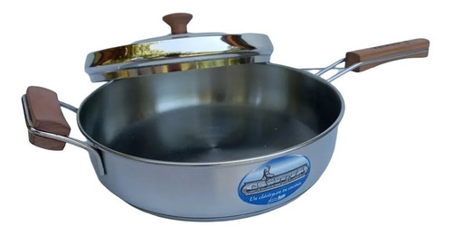 Imagen 2 de 2 de Sarten Guisera Gamuza Le Cheff Triple Fondo 24cm Mango Y Asa