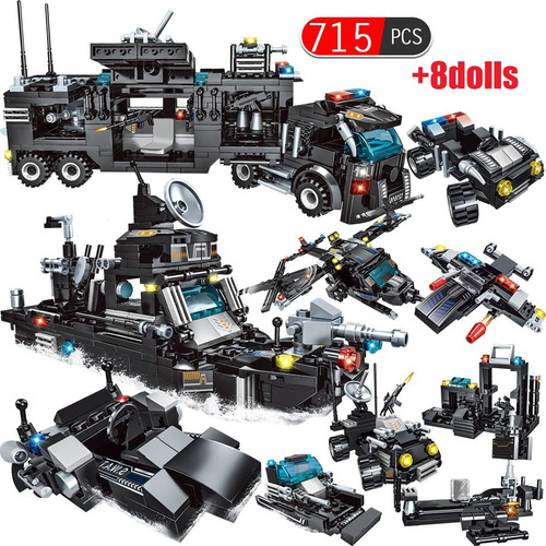 Brinquedo Blocos De Montar Swat 715 Peças Lego