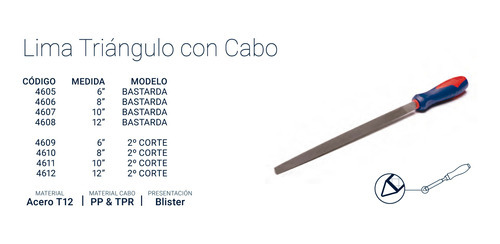 Imagen 4 de 4 de Lima Para Metal Bremen Triangulo Bastarda 6 PuLG Cabo 4605