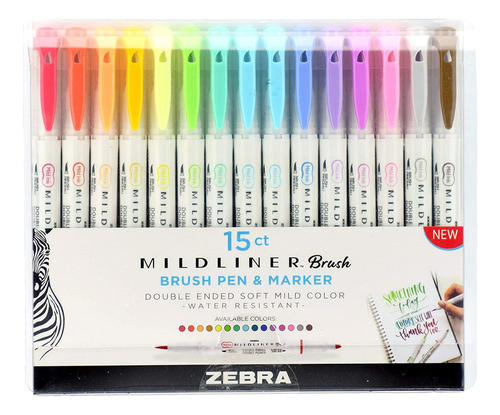 Zebra Pen Rotulador Mildliner De Punta Fina Con Brocha For