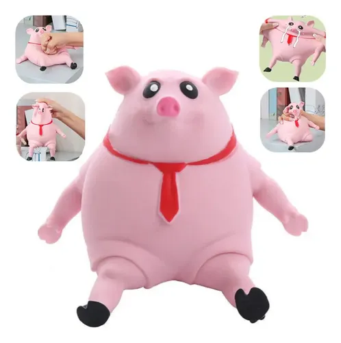 Juguete Antiestrés De Cerdo Rosa – Apretar Y Deformar – Material TPR Suave Y Seguro – Ideal Para Viajes Y Oficina