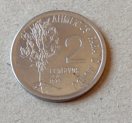 Moneda De Brasil De 2 Centavos Serie Fao Año 1975