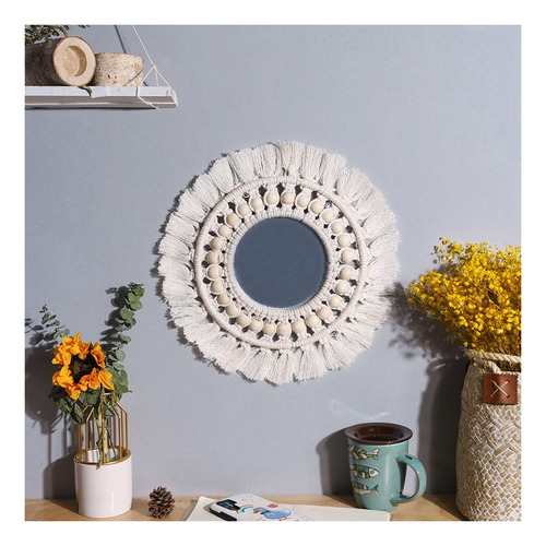 Espejo De Pared Colgante Con Flecos De Macramé, Espejo