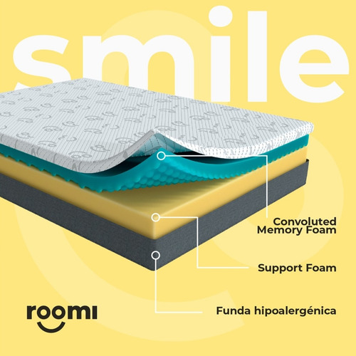 Colchón King Size Roomi Smile + 2 Almohadas Memory Foam