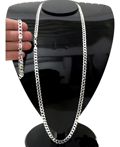 ( Avista ) Cordão Pulseira Escama 7mm 80cm Prata 925+2 Bd Cor Prateado