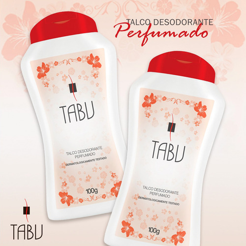 3x Talco Tabu Perfumado 100g Fragrâncias Deixa Pele Cheirosa