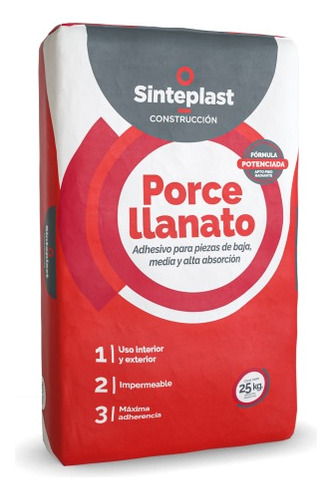 Pegamento Adhesivo Porcelanato Impermeable 25kg Sinteplast 