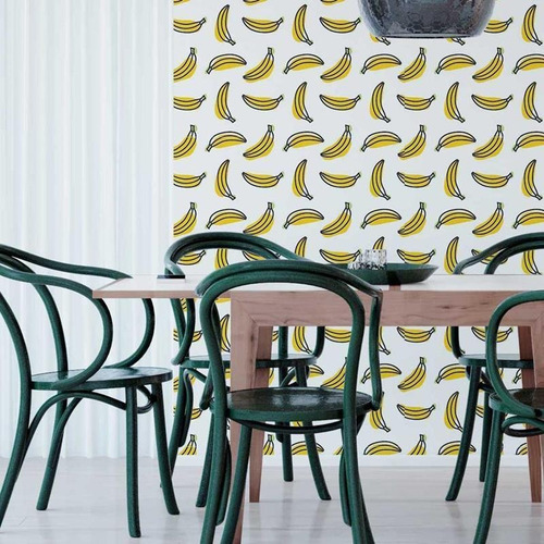 Imagem 5 de 6 de Papel De Parede Adesivo Banana Minimalista N05013 Rolo De 0,