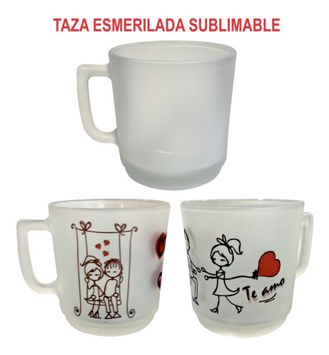 Imagen 1 de 10 de Tazas Para Sublimar Vidrio Esmerilado Caja 6 Unidades